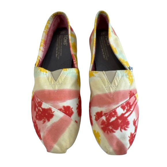 Toms Orange Palm Trees Classic Slip-On Loafers Size W7 - Picture 2 of 14